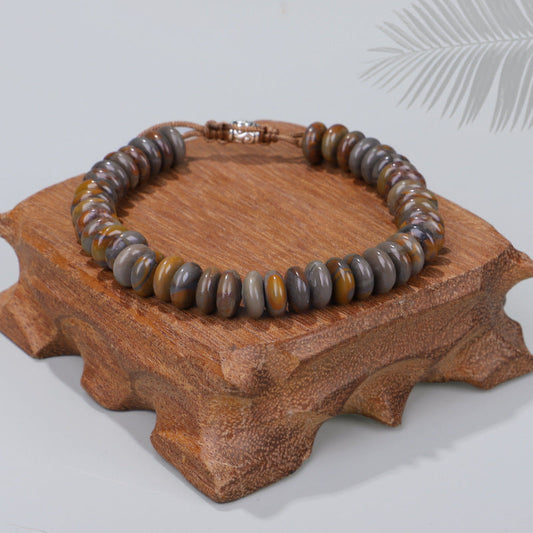 Bracelet Bamboo Leaf Stone Abacus Beads Beaded Vintage Silver Jewelry Creative Pull-Off Bracelet Woman