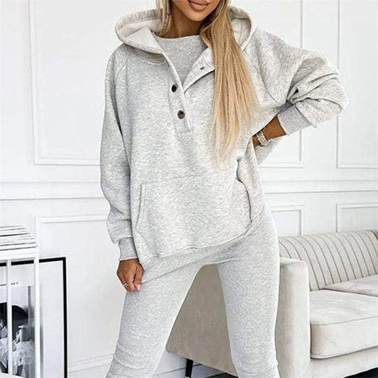 Solid Color Hooded Sports Casual Sweatshirt