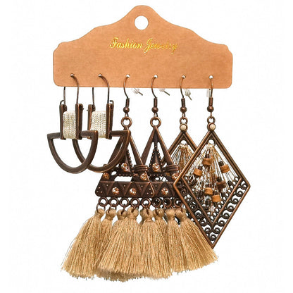 Bohemian Tassel Earrings Set Vintage Style Fashion Jewelry