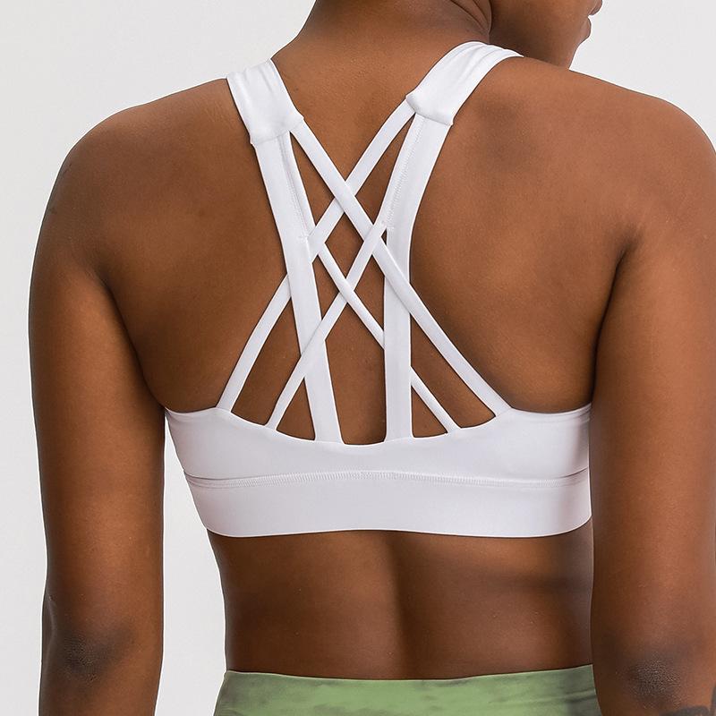Double-Sided Single Grinding Sports Bra Cross Back Shockproof Upholstery High Intensity Sports Underwear