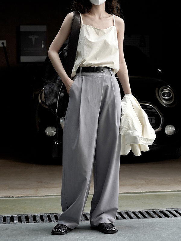 Loose Wide Leg Solid Color Casual Pants Bottoms Trousers