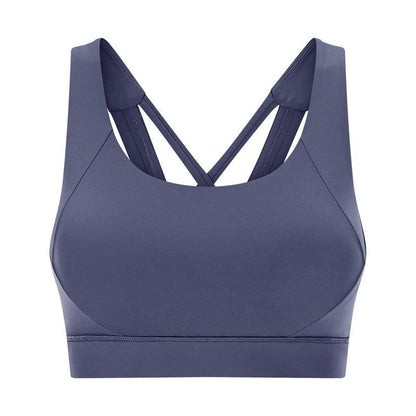 Double-Sided Single Grinding Sports Bra Cross Back Shockproof Upholstery High Intensity Sports Underwear
