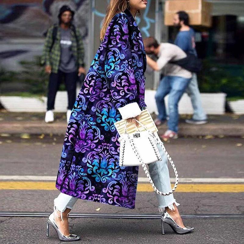 Long-Sleeved Printed Double-Row Button-Down Jacket With Long-Sleeved Cashew Blossom Windshield