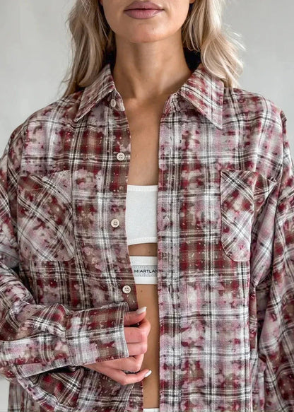 Oversized Plaid Shirt Soft Breathable Fabric