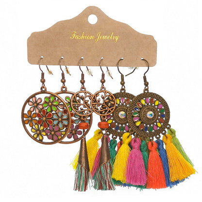 Bohemian Tassel Earrings Set Vintage Style Fashion Jewelry