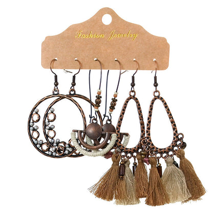 Bohemian Tassel Earrings Set Vintage Style Fashion Jewelry