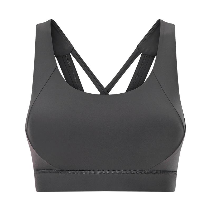 Double-Sided Single Grinding Sports Bra Cross Back Shockproof Upholstery High Intensity Sports Underwear