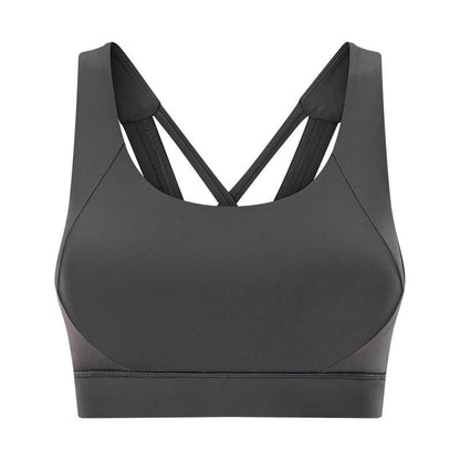 Double-Sided Single Grinding Sports Bra Cross Back Shockproof Upholstery High Intensity Sports Underwear