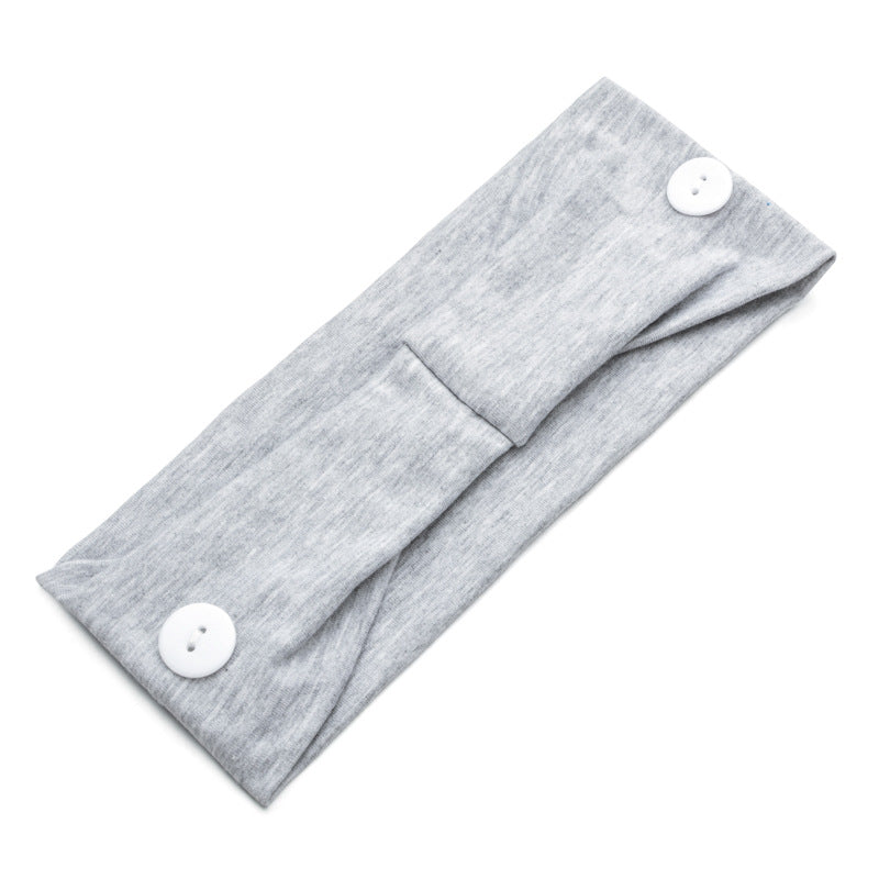 Solid Color Button Mask Hair Band Anti-Strangulation Cotton Elastic Yoga Fitness For Men And Women Sports Wash Hair Accessories Can Be Customized
