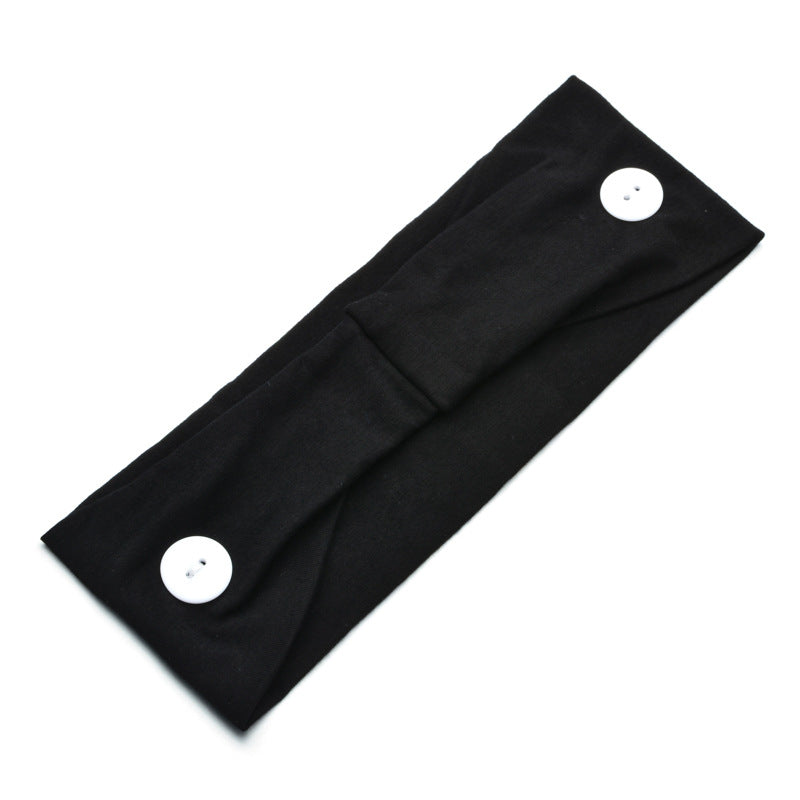 Solid Color Button Mask Hair Band Anti-Strangulation Cotton Elastic Yoga Fitness For Men And Women Sports Wash Hair Accessories Can Be Customized