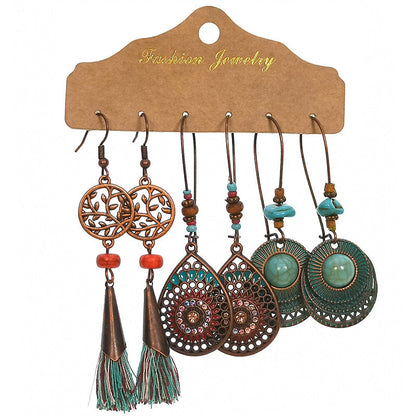Bohemian Tassel Earrings Set Vintage Style Fashion Jewelry