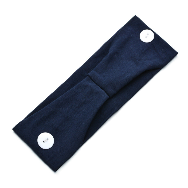Solid Color Button Mask Hair Band Anti-Strangulation Cotton Elastic Yoga Fitness For Men And Women Sports Wash Hair Accessories Can Be Customized