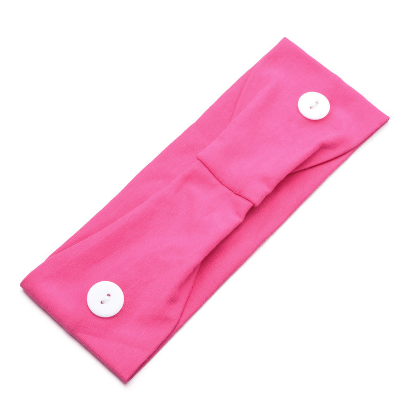 Solid Color Button Mask Hair Band Anti-Strangulation Cotton Elastic Yoga Fitness For Men And Women Sports Wash Hair Accessories Can Be Customized
