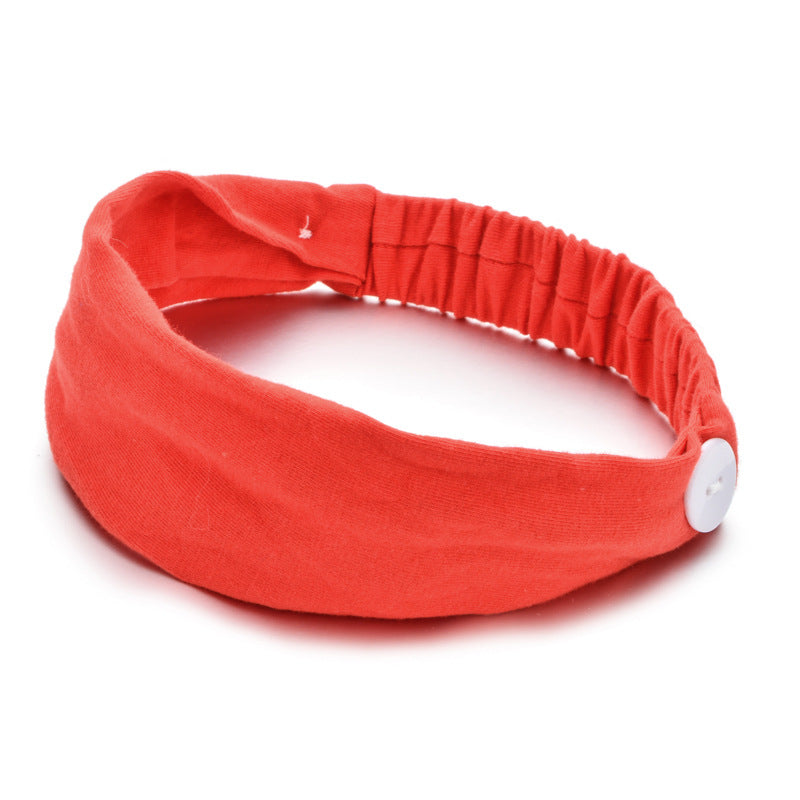 Solid Color Button Mask Hair Band Anti-Strangulation Cotton Elastic Yoga Fitness For Men And Women Sports Wash Hair Accessories Can Be Customized