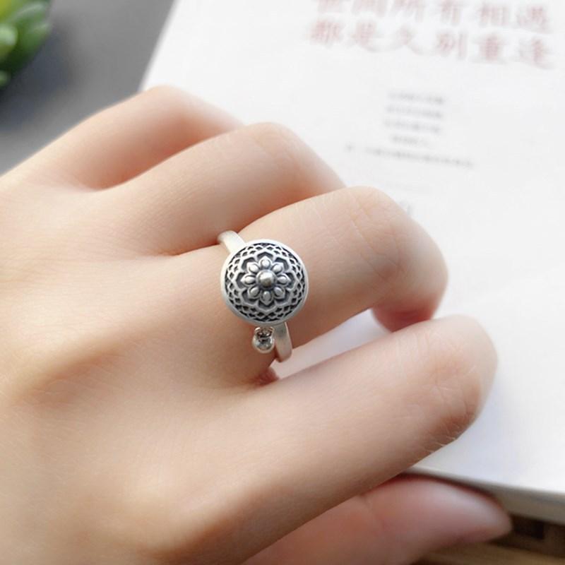 Retro Six Character Truth Words Ring Opening Simple Creative National Style Old Belief Amulet Rotating Ring