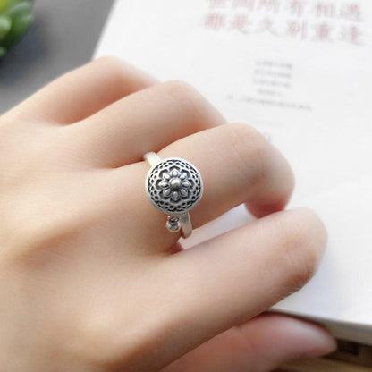 Retro Six Character Truth Words Ring Opening Simple Creative National Style Old Belief Amulet Rotating Ring