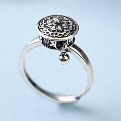 Retro Six Character Truth Words Ring Opening Simple Creative National Style Old Belief Amulet Rotating Ring