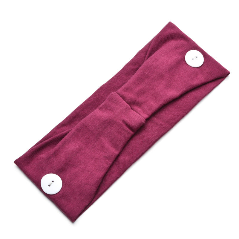 Solid Color Button Mask Hair Band Anti-Strangulation Cotton Elastic Yoga Fitness For Men And Women Sports Wash Hair Accessories Can Be Customized