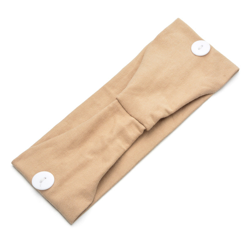 Solid Color Button Mask Hair Band Anti-Strangulation Cotton Elastic Yoga Fitness For Men And Women Sports Wash Hair Accessories Can Be Customized