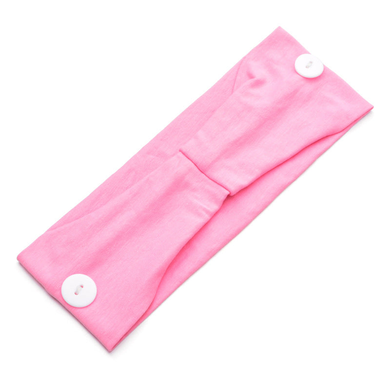 Solid Color Button Mask Hair Band Anti-Strangulation Cotton Elastic Yoga Fitness For Men And Women Sports Wash Hair Accessories Can Be Customized