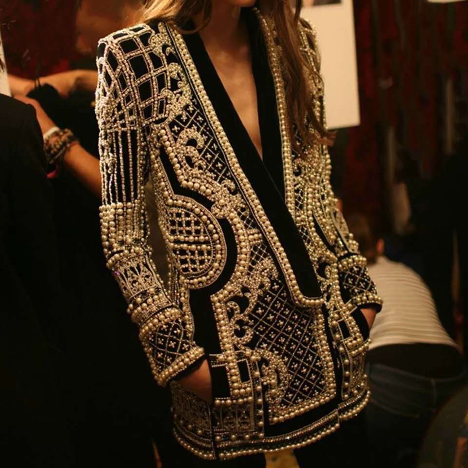 Vv-Neck Long-Sleeved Padded Suit Blouse With Bubble Print Women'S Clothing
