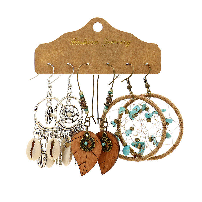 Metal Water Drop Earrings Set Vintage Style Jewelry