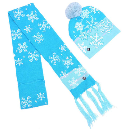 Christmas Ornaments For Adults And Children Christmas Hats Led Knitted Hats With Lights Scarf Color Hair Ball Luminous Hats