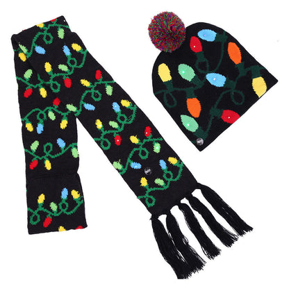 Christmas Ornaments For Adults And Children Christmas Hats Led Knitted Hats With Lights Scarf Color Hair Ball Luminous Hats