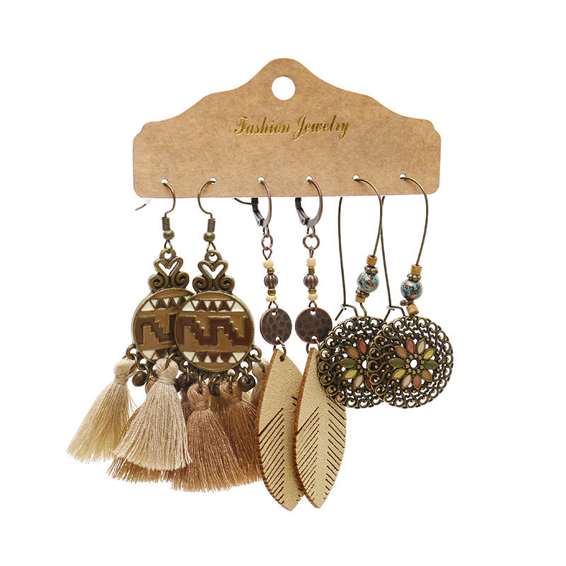 Metal Water Drop Earrings Set Vintage Style Jewelry
