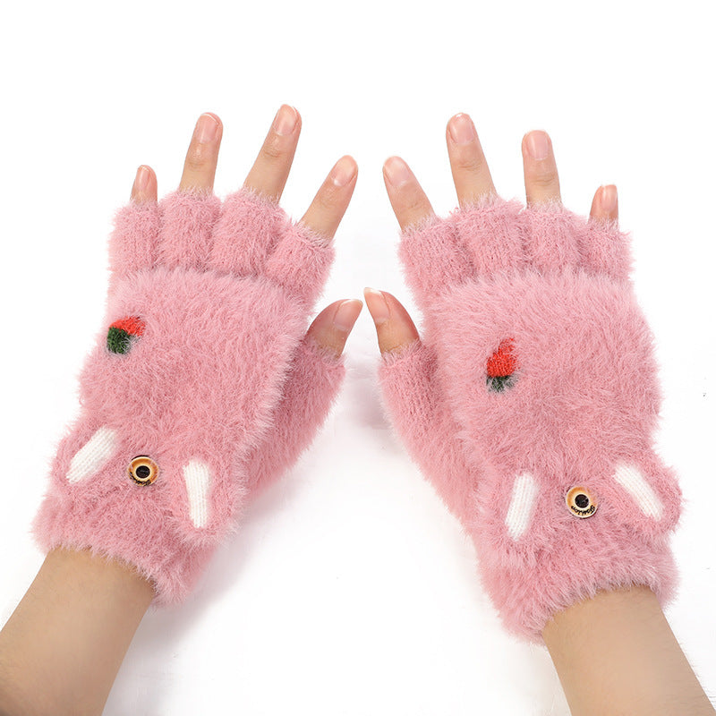 Cute Cartoon Fleece Gloves for Kids and Adults
