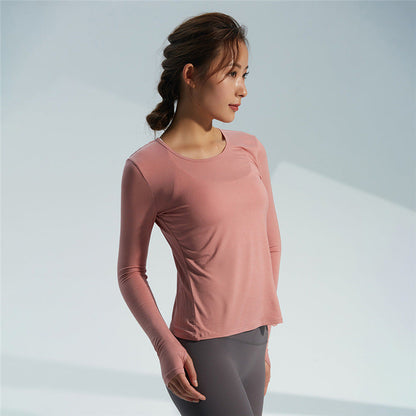 Breathable Long-Sleeved Women'S Multicolor Optional Quick-Drying Yoga Clothes Cuff Finger Hole Sports Jacket