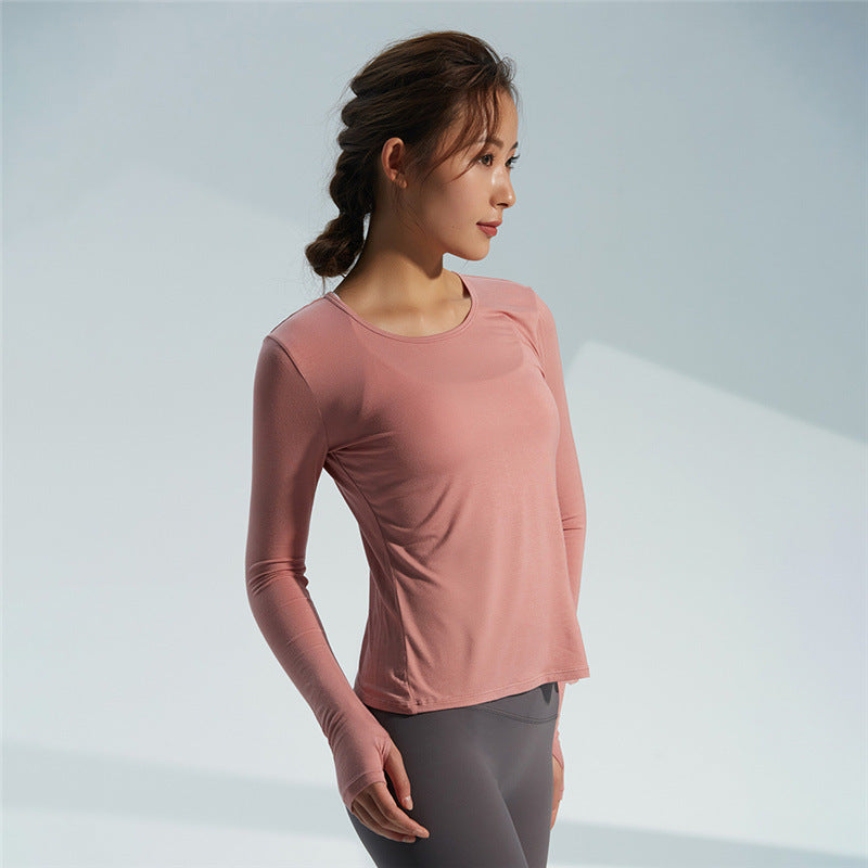 Breathable Long-Sleeved Women'S Multicolor Optional Quick-Drying Yoga Clothes Cuff Finger Hole Sports Jacket