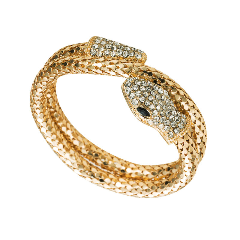 Exaggerated Punk Snake Cuff Bracelet for Men and Women