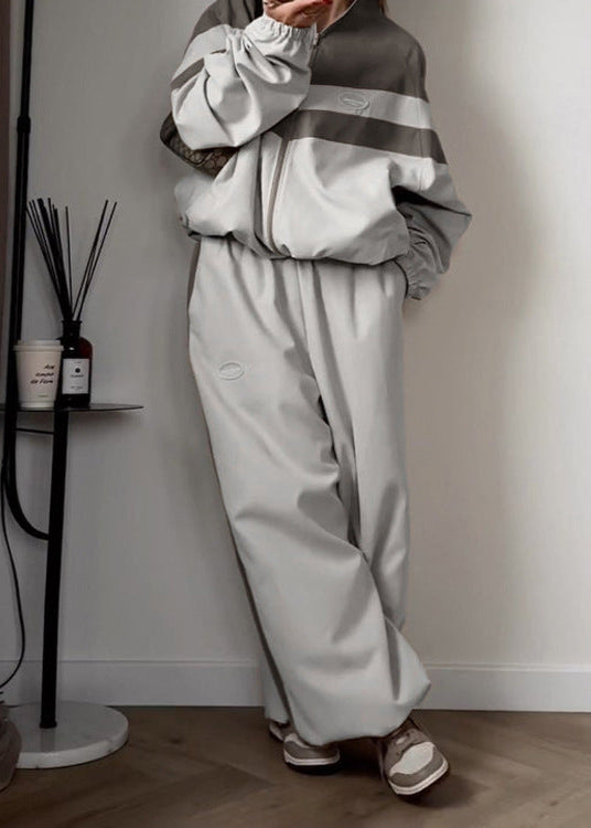 Two Piece Contrast Gray Track Set