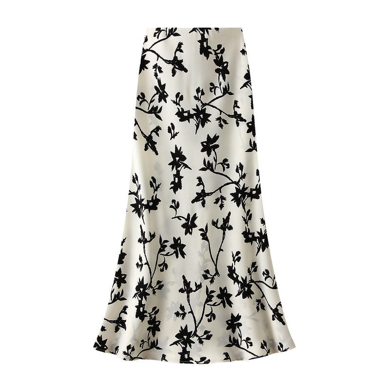 Printed High Waist Long Skirt