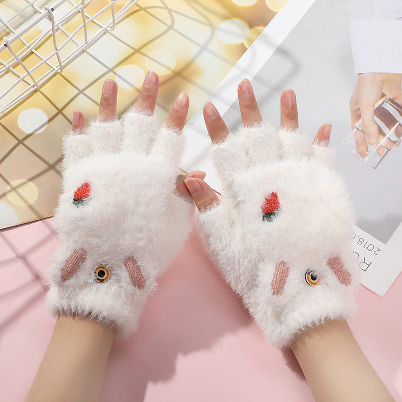 Cute Cartoon Fleece Gloves for Kids and Adults