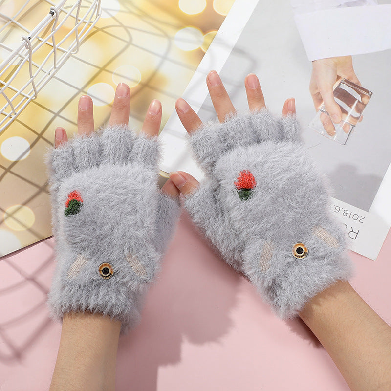 Cute Cartoon Fleece Gloves for Kids and Adults