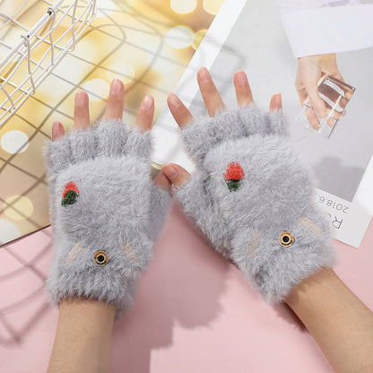 Cute Cartoon Fleece Gloves for Kids and Adults