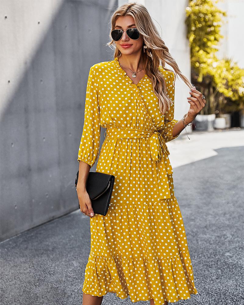 Original Design Innovative Women'S Spring/Summer 2021 Classic Wave Point Print Dress