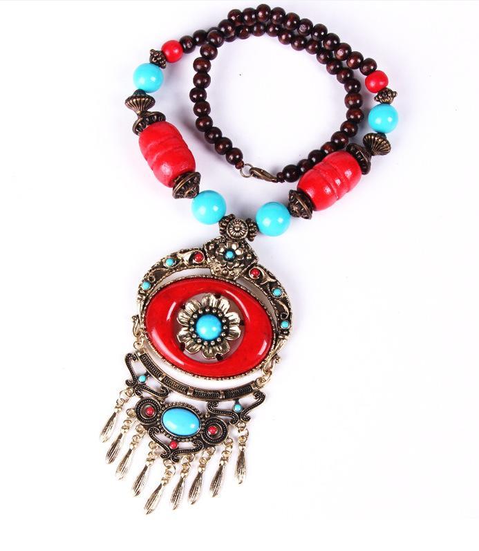 Tibetan Floral Tassel Necklace