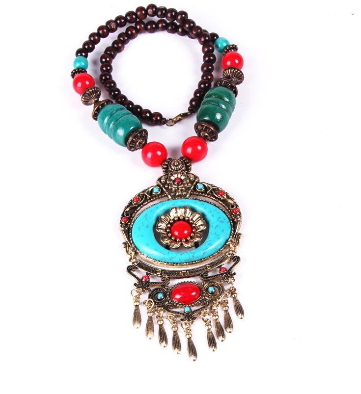 Tibetan Floral Tassel Necklace
