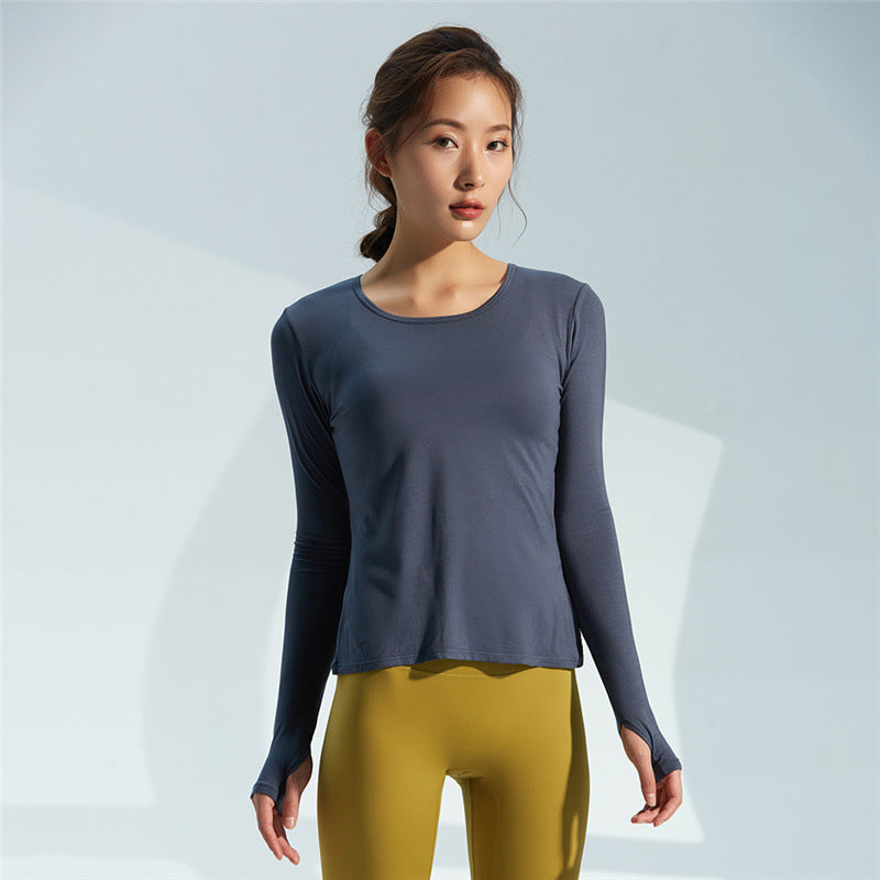 Breathable Long-Sleeved Women'S Multicolor Optional Quick-Drying Yoga Clothes Cuff Finger Hole Sports Jacket