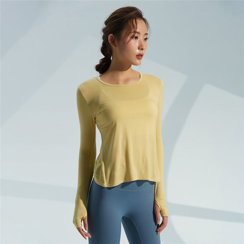 Breathable Long-Sleeved Women'S Multicolor Optional Quick-Drying Yoga Clothes Cuff Finger Hole Sports Jacket