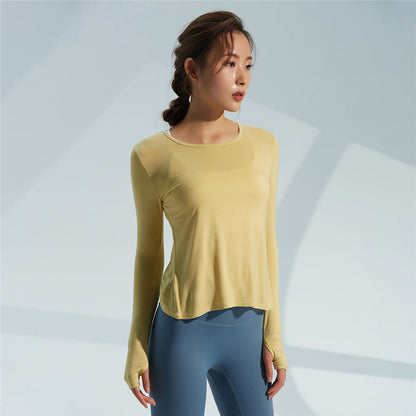 Breathable Long-Sleeved Women'S Multicolor Optional Quick-Drying Yoga Clothes Cuff Finger Hole Sports Jacket