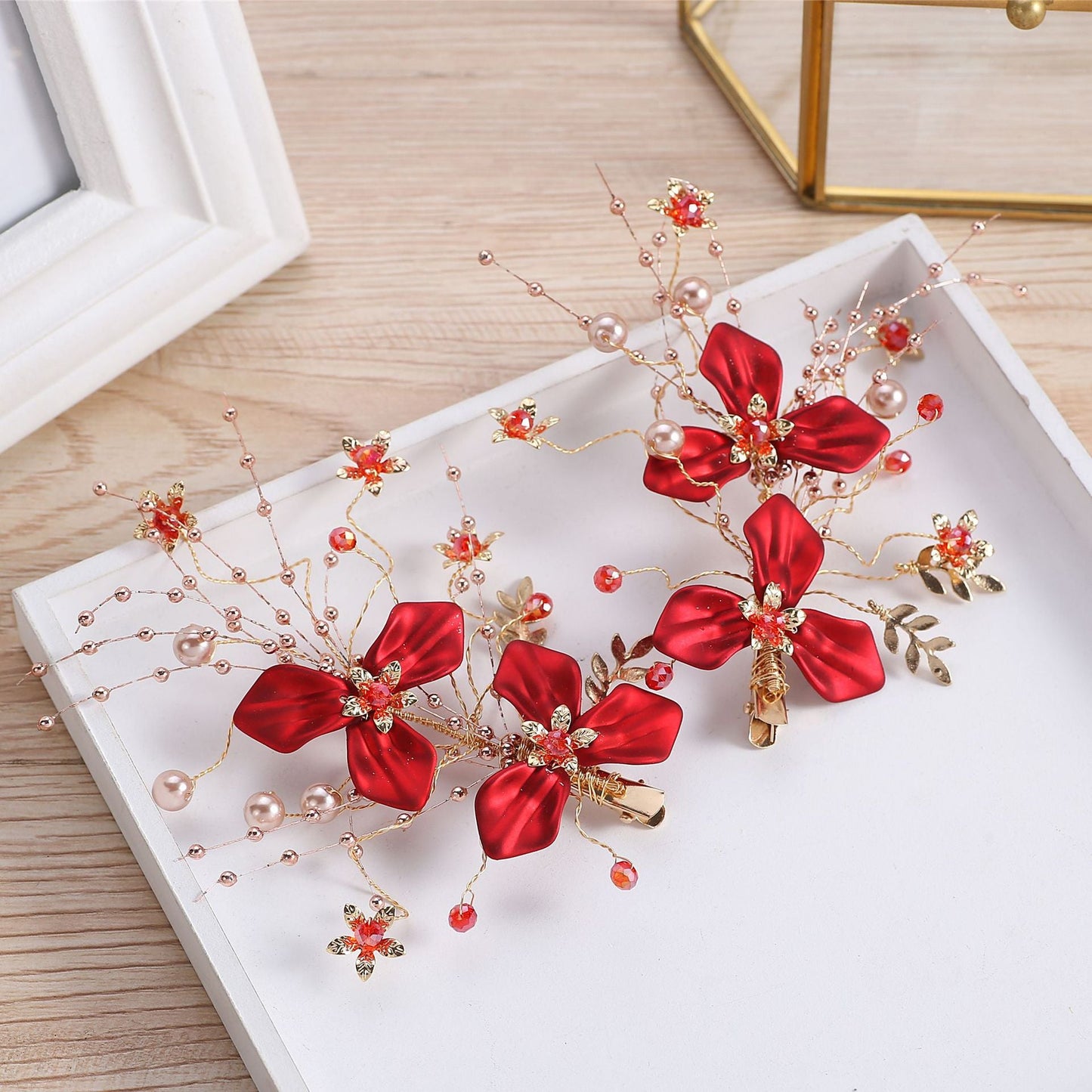 Bridal Floral Hair Clips Set for Wedding and Party