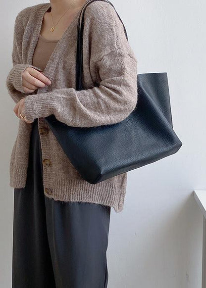 Leather Tote Bag Large Capacity Minimalist Design
