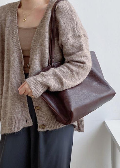 Leather Tote Bag Large Capacity Minimalist Design