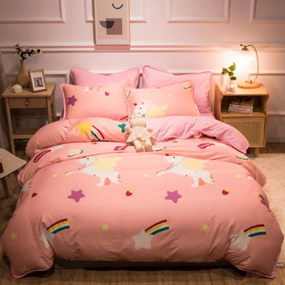 Thickened Warm Cotton And Flannel Quilt Cover Set Of Four Single And Double Cotton Milk Flannel Blanket Set Of Four