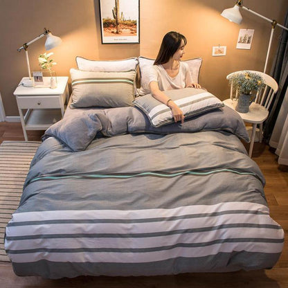 Thickened Warm Cotton And Flannel Quilt Cover Set Of Four Single And Double Cotton Milk Flannel Blanket Set Of Four