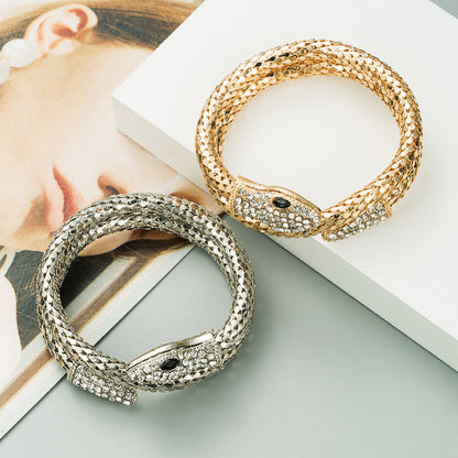 Exaggerated Punk Snake Cuff Bracelet for Men and Women